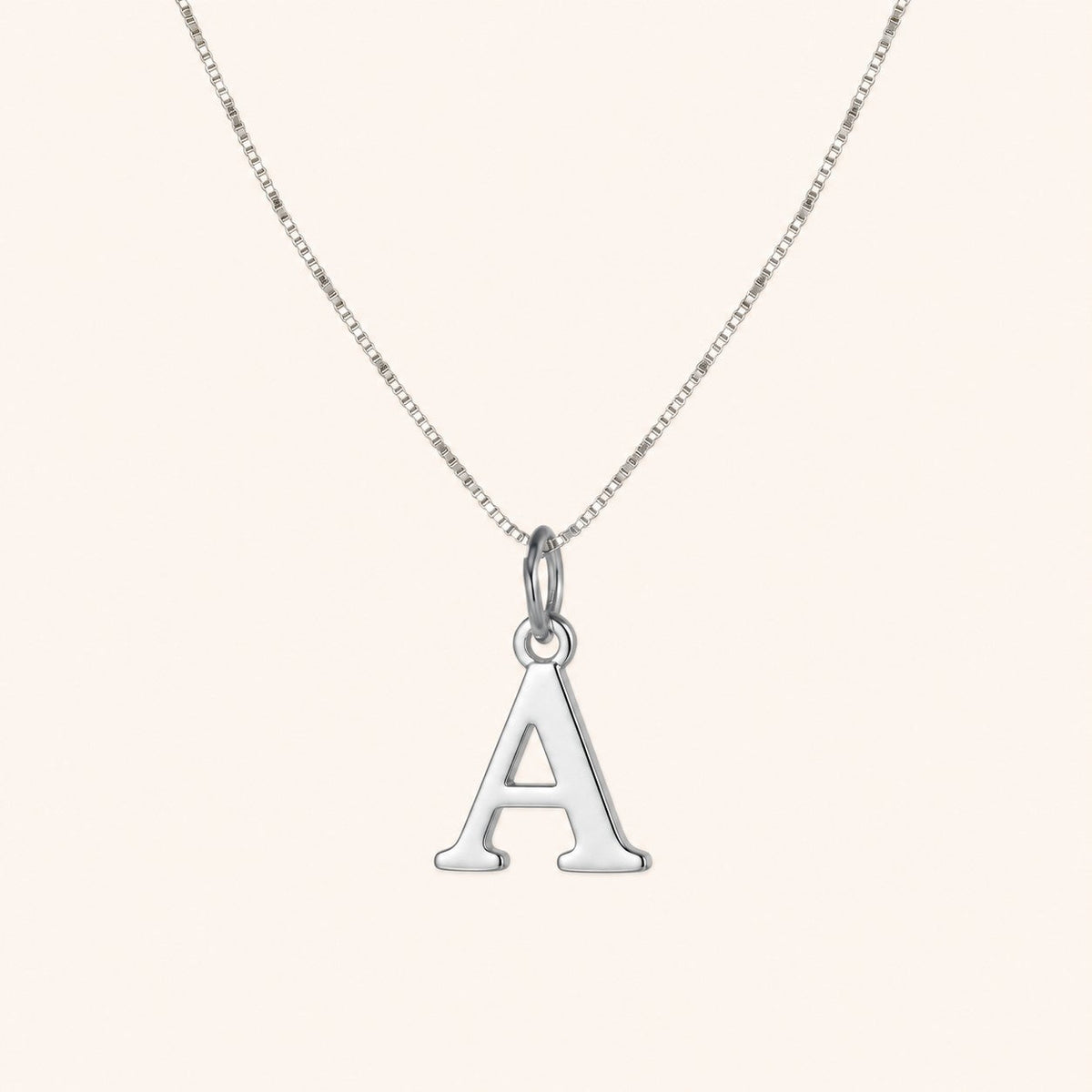 Initial Letter Necklace, silver finish