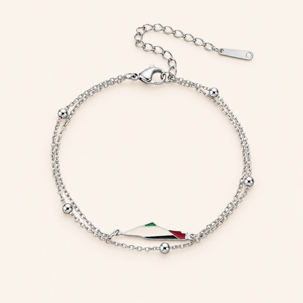 Palestine Map Bracelet, silver finish
