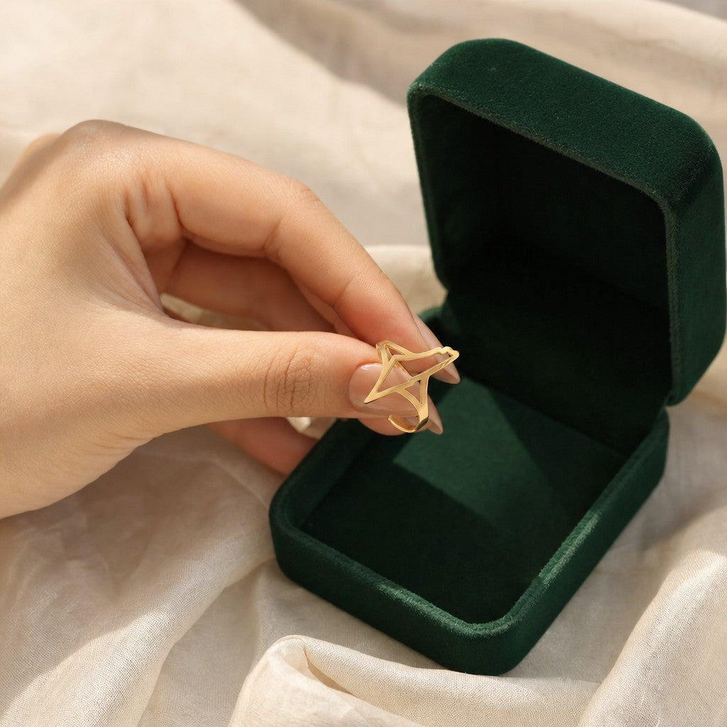 Palestine Minimal Ring presented in an plum velvet gift box
