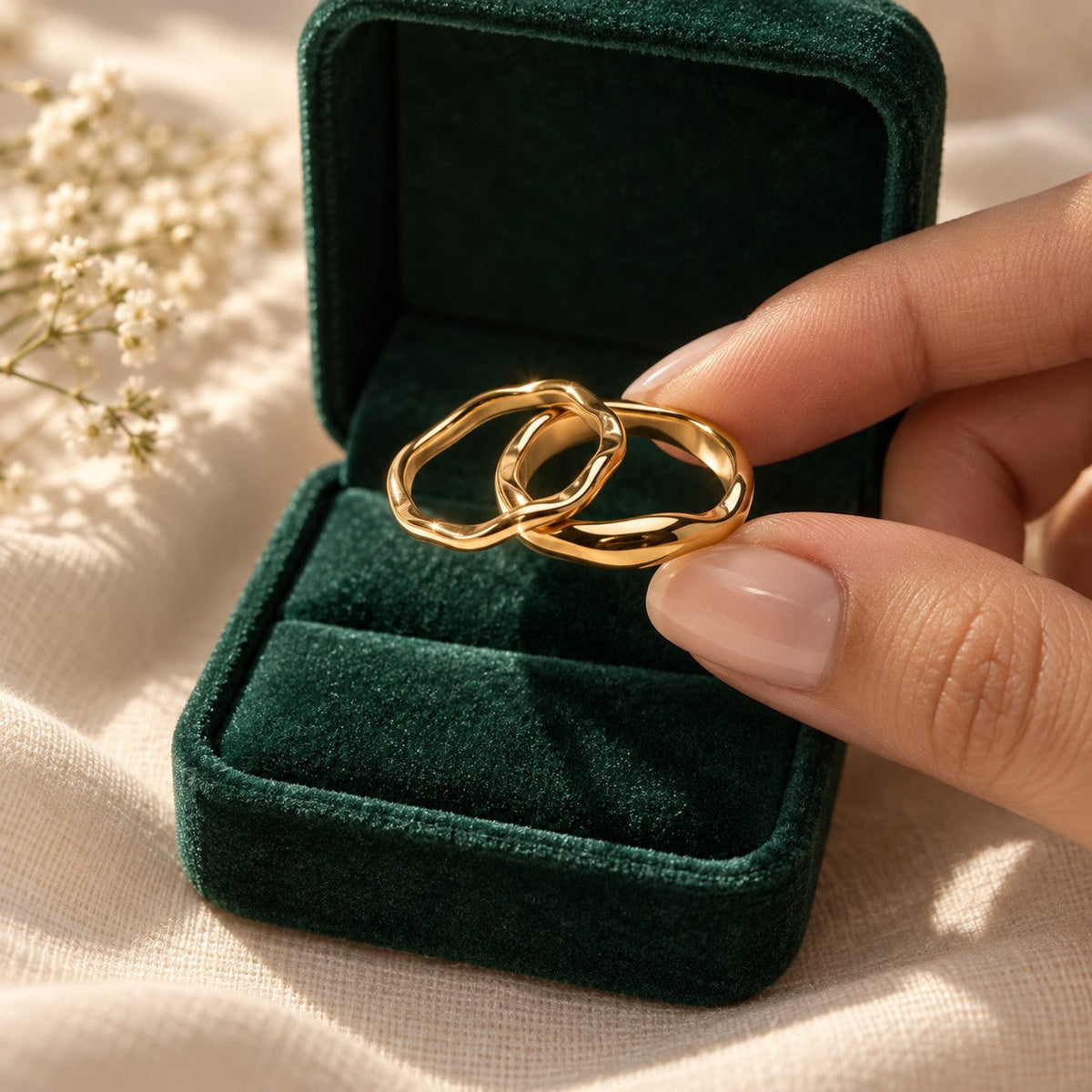 Unity Ring presented in an plum velvet gift box