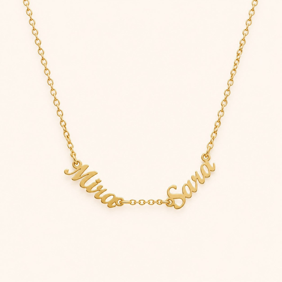 Wasl English Multiple Names Necklace, gold finish