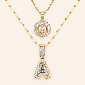 2pc 14k Diamond Letter Initial Necklaces