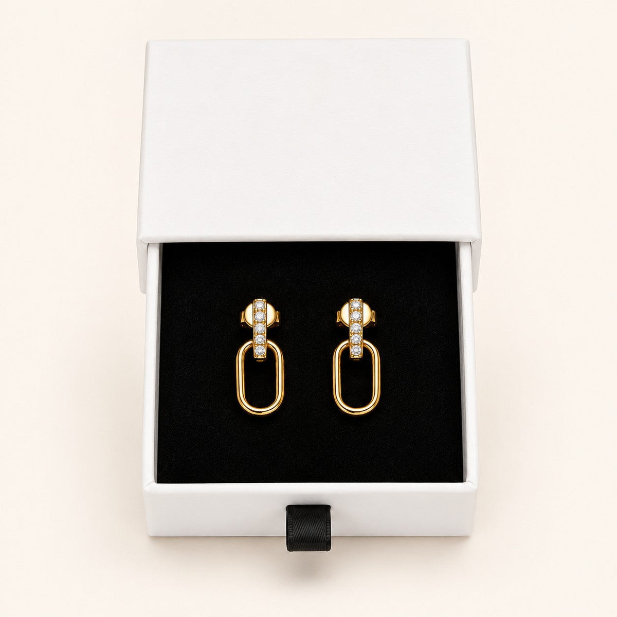 Add a Earring Box, gold finish