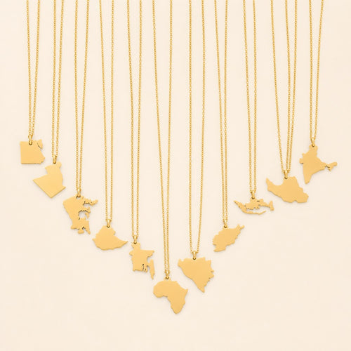 Country Map Necklace 18k