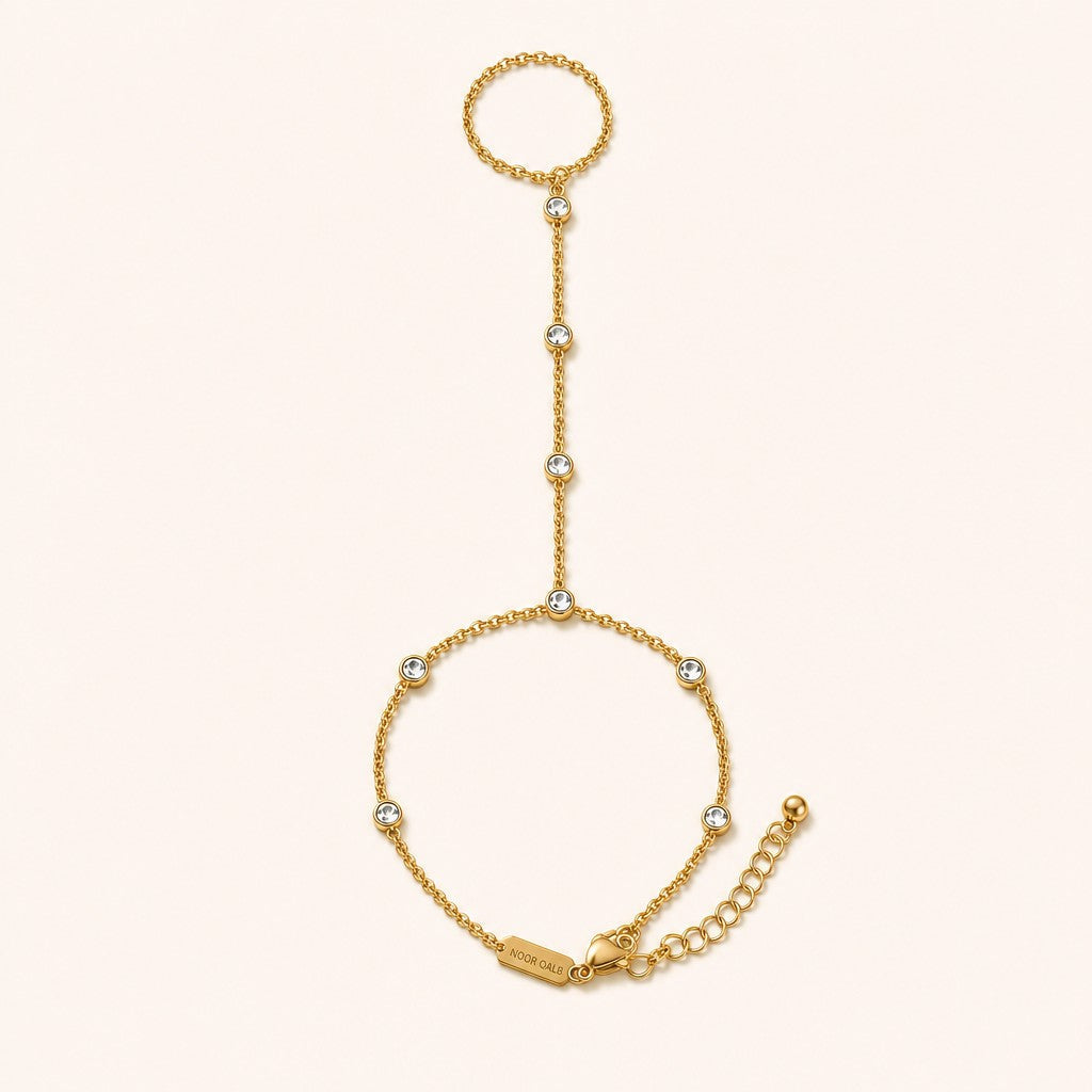 Crystal Hand Chain, gold finish