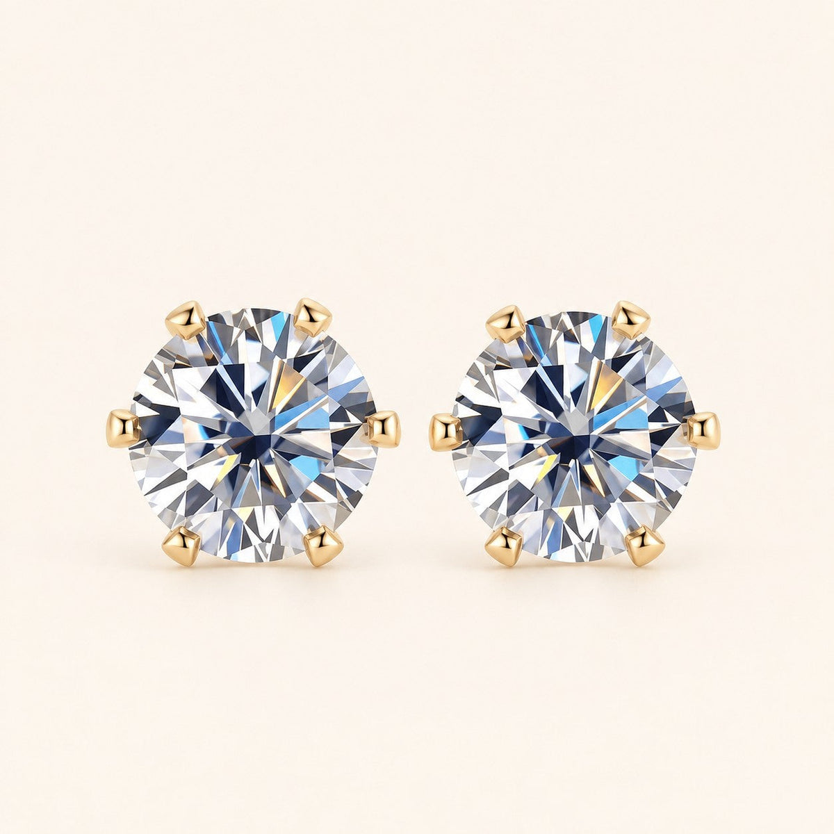 Rania Moissanite Studs, gold finish