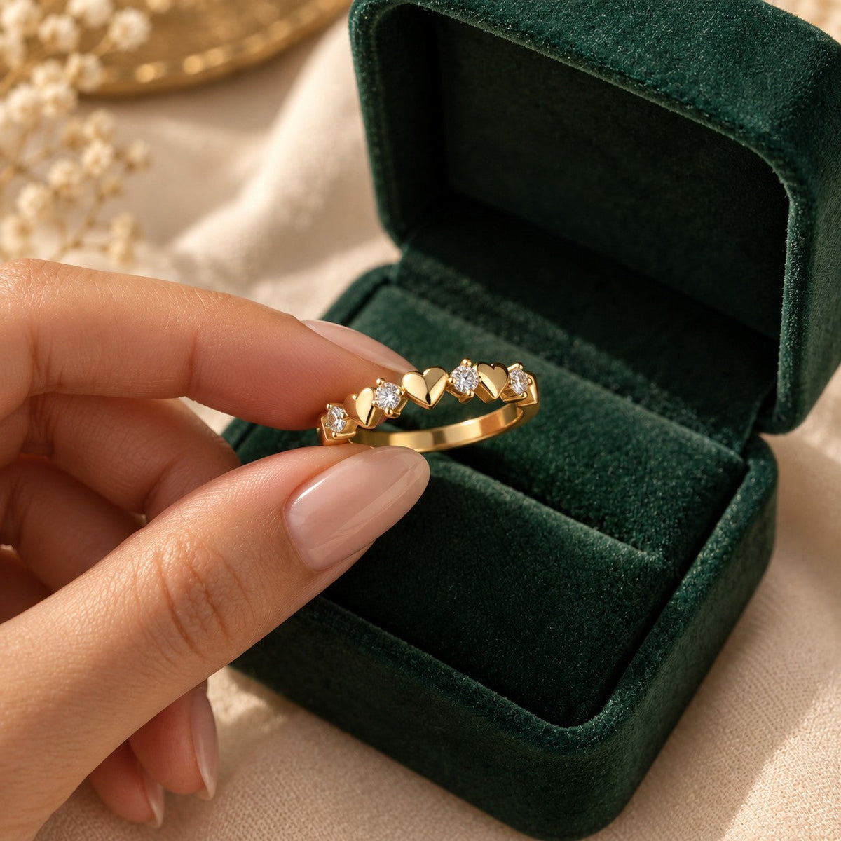 Ward Al Fuad Ring presented in an plum velvet gift box