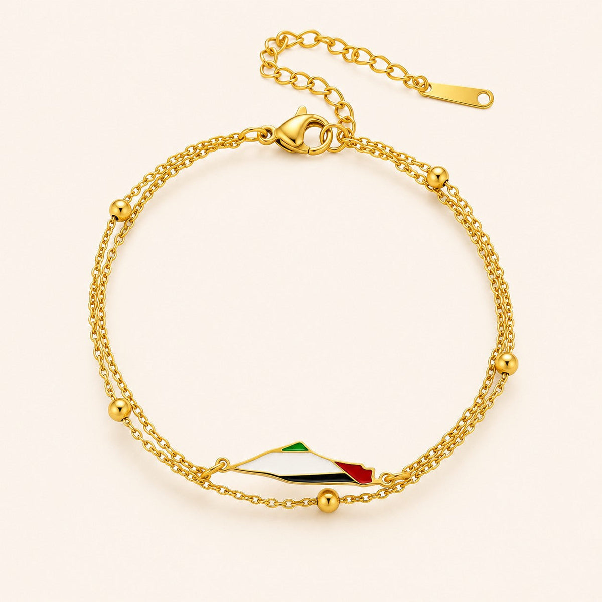 Palestine Map Bracelet, gold finish