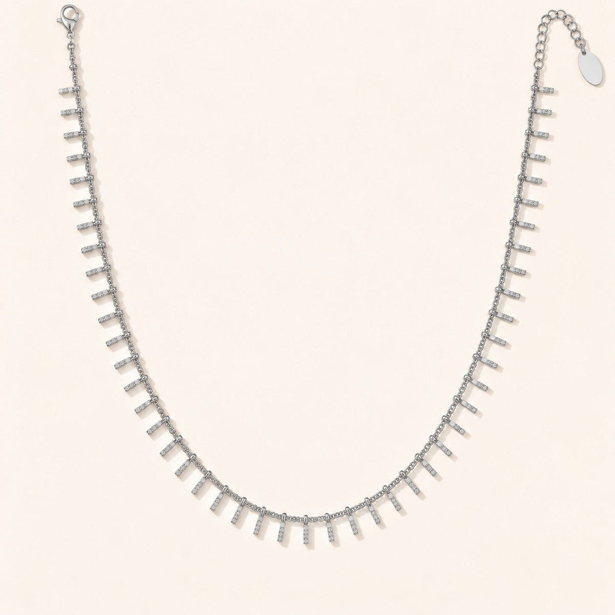 Zayna Dangle Choker, silver finish